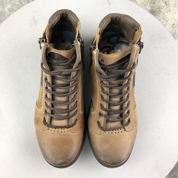 Freeway Easywear Women's Size EUR 37 Queen4 Brown Leather Combat Zip Ankle Boots - Picture 5 of 16